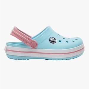 CROCS Kids Aqua Blue Pink Strap Clog Water Shoes